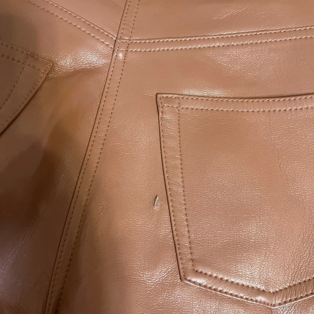 Wilfred Melina Vegan Leather Pants Brown Size 6 Aritzia Small Flaws - Picture 2 of 7